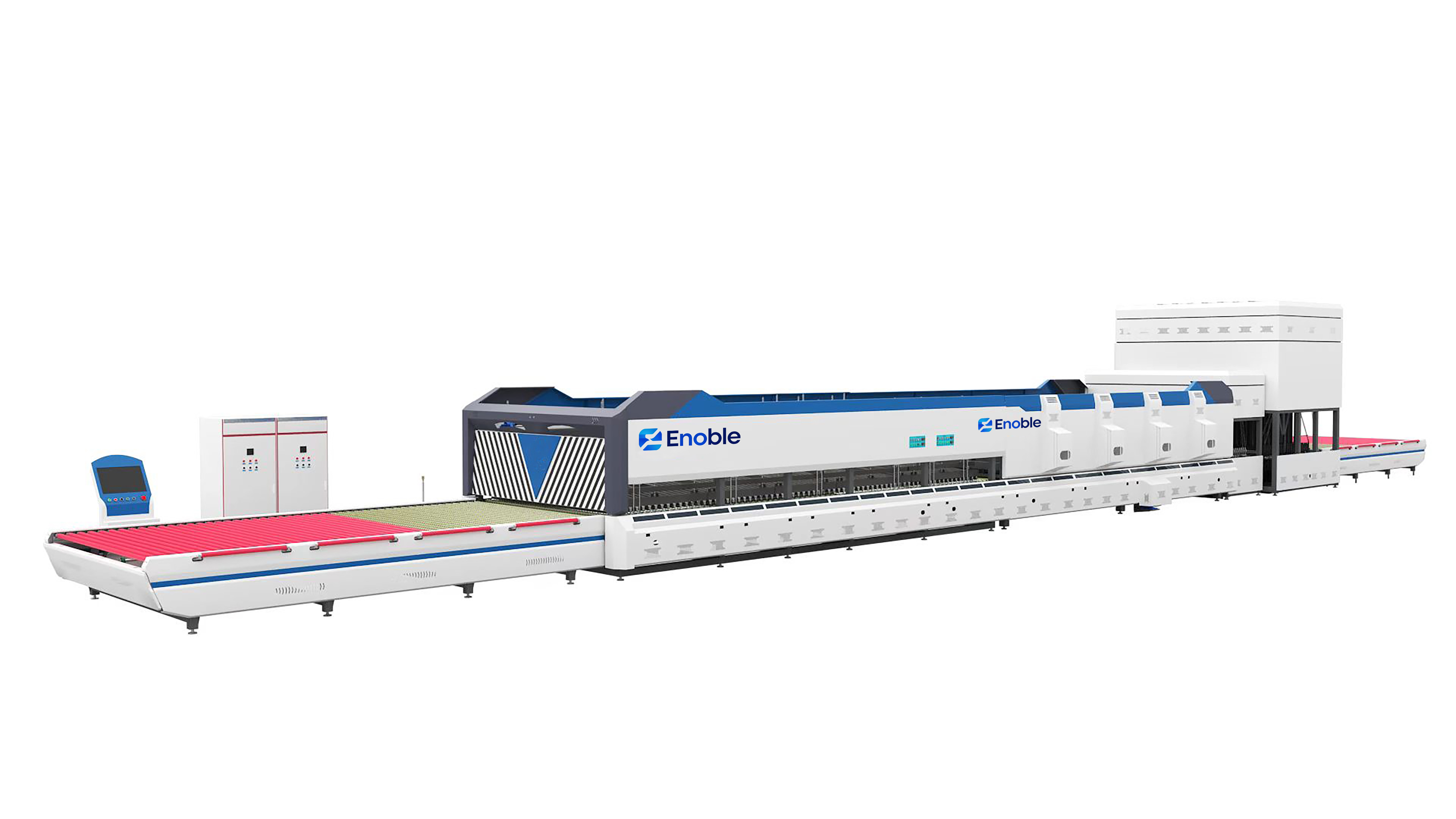 Enoble SC-E-2436 flat glass tempering furnace full-line view